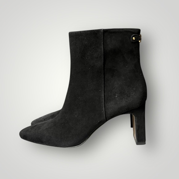 🌻NEW w/tag Sam Edelman Saige Black Suede Ankle Bootie Pointed Toe Heel Size 7.5 - Picture 3 of 11